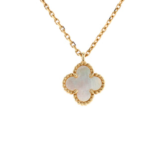 Van Cleef & Arpels Sweet Alhambra Pendant Necklace 18K Yellow Gold and Mother of Pearl