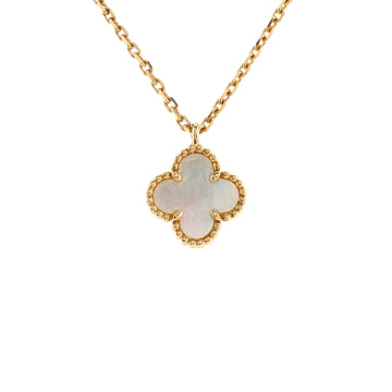 Van Cleef & Arpels Sweet Alhambra Pendant Necklace 18K Yellow Gold and Mother of Pearl