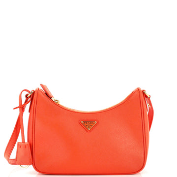 Prada Adjustable Handle Zip Hobo Saffiano Leather Mini