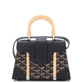 Goyard Structured Saigon Top Handle Bag Coated Canvas with Leather Mini