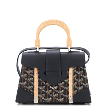 Goyard Structured Saigon Top Handle Bag Coated Canvas with Leather Mini