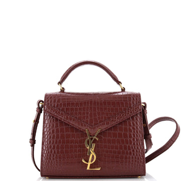 Saint Laurent Cassandra Top Handle Bag Crocodile Embossed Leather Mini