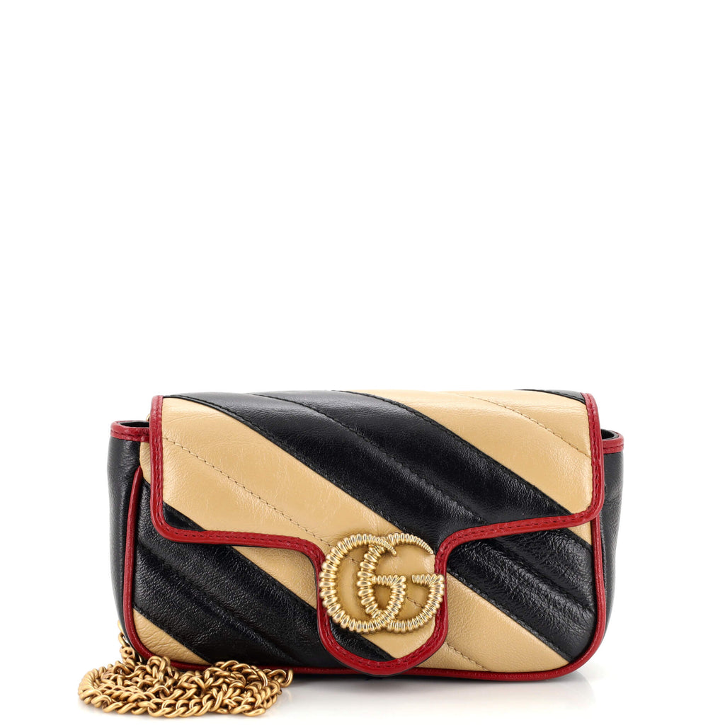 Gucci - GG Marmont Black Leather Flap Small Shoulder Bag