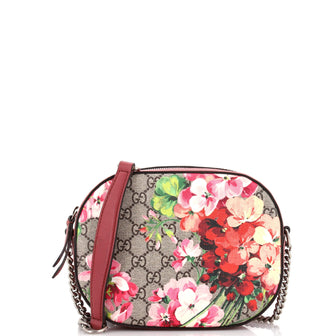 Gucci Chain Crossbody Bag Blooms Print GG Coated Canvas Mini