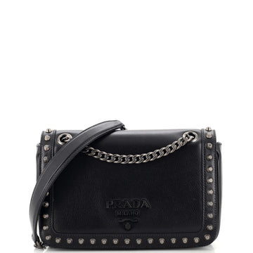 Prada Chain Flap Bag Studded Glace Calf Small