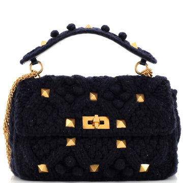 Valentino Garavani Roman Stud Flap Bag Quilted Knit Large