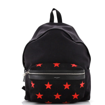 Saint Laurent City Backpack Canvas with Applique Medium