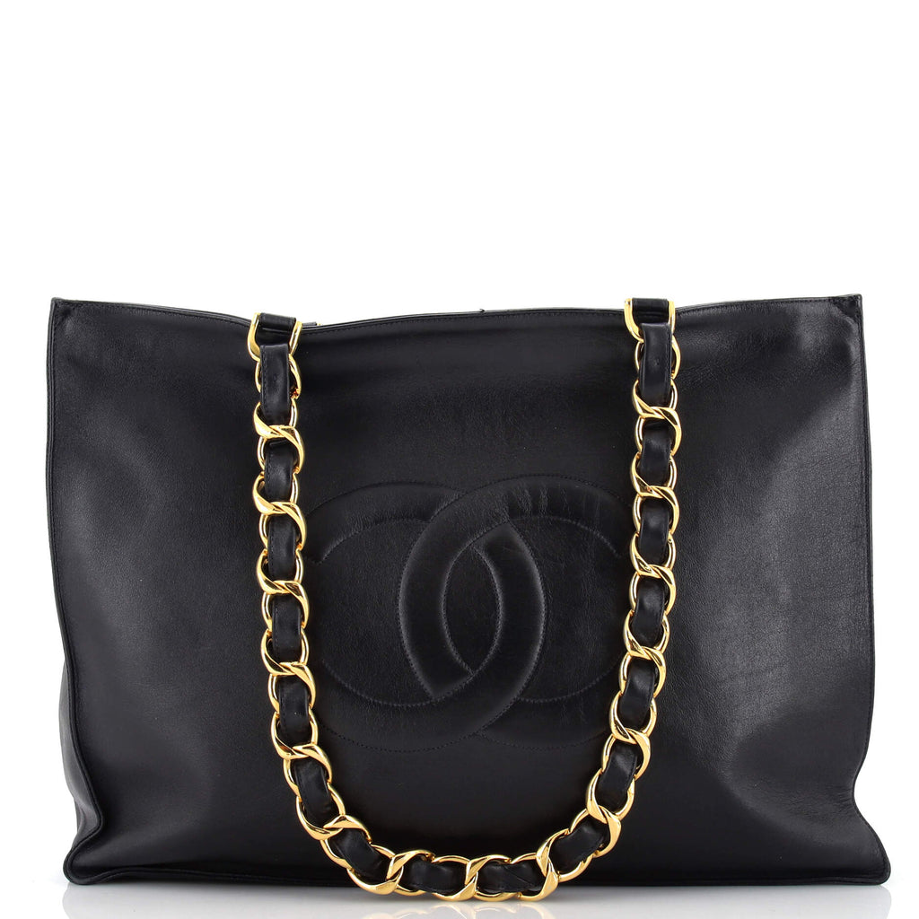 Chanel Timeless CC Chain Shopping Tote Shiny Aged Calfskin Large Blue  2282071