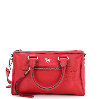 Prada Front Zip Convertible Satchel Vitello Phenix Small