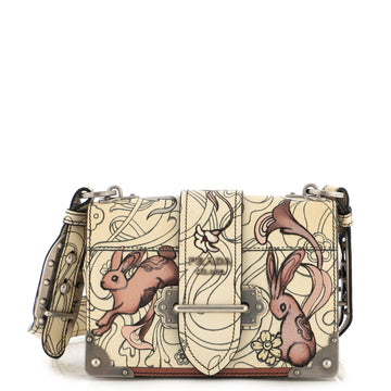 Prada Cahier Crossbody Bag Printed Glace Calf Small