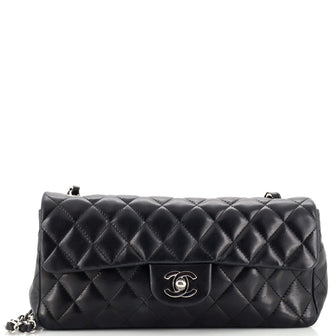 Chanel Classic Single Flap Bag Quilted Lambskin East West