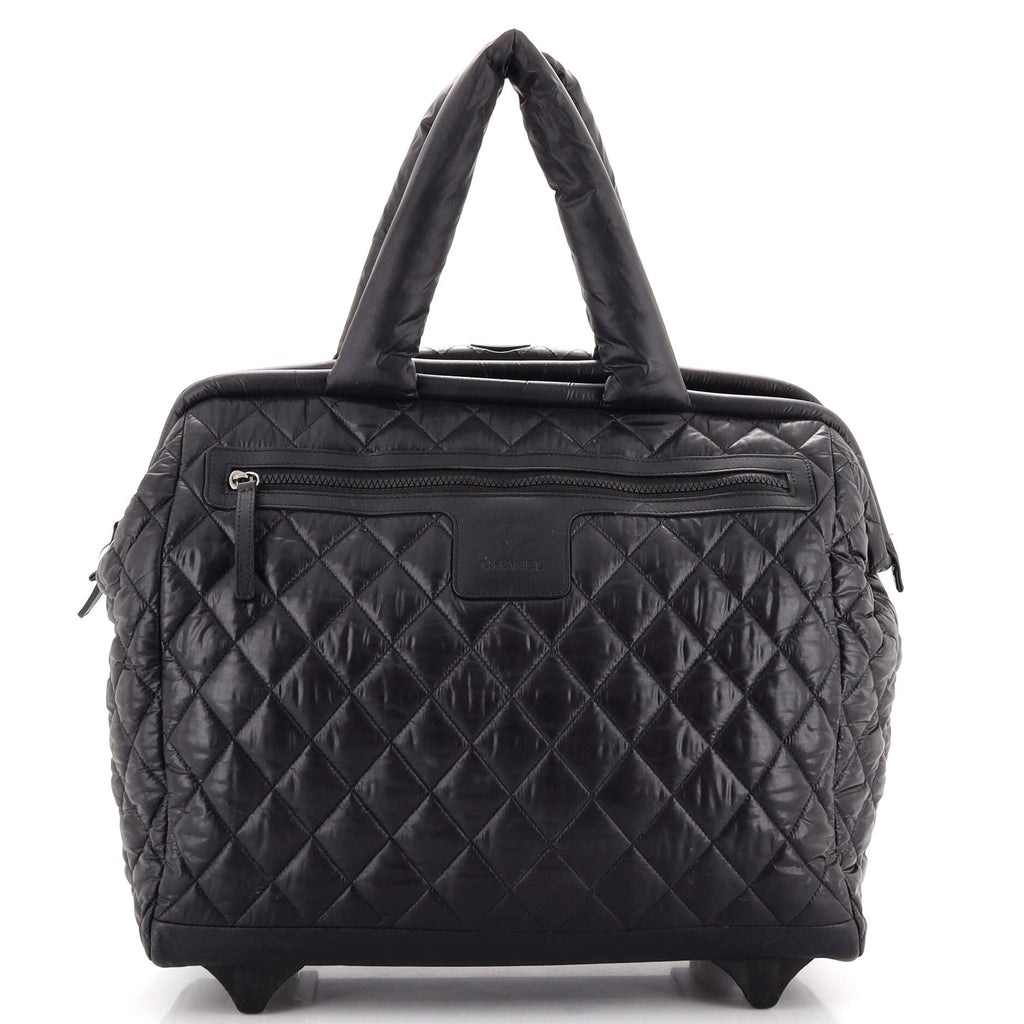Chanel Coco Cocoon Rolling Trolley Quilted Nylon Black 2275383