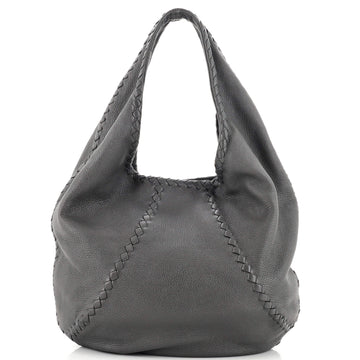 Bottega Veneta Baseball Hobo Leather with Intrecciato Detail Medium