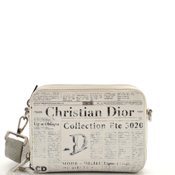 Christian Dior Daniel Arsham Double Zip Crossbody Pouch Newspaper Print Leather