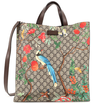 Gucci Convertible Soft Open Tote Tian Print GG Coated Canvas Tall