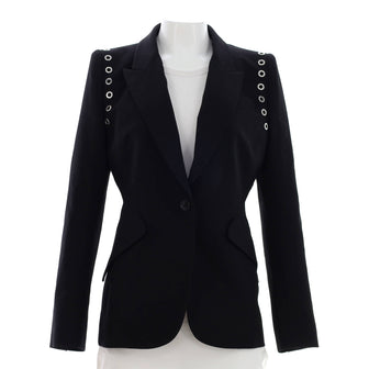 Alexander McQueen Women's Grommet Detail Single Button Blazer Wool