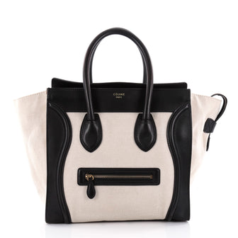Celine Luggage Handbag Canvas and Leather Mini Black 2283202