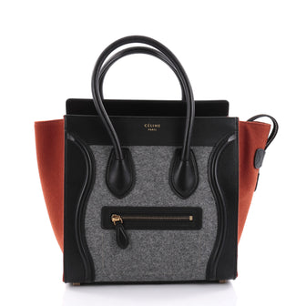 Celine Tricolor Luggage Handbag Felt Micro Gray 2283203