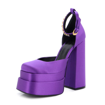 Versace Women's Medusa Aevitas Platform Pumps Satin with Crystals