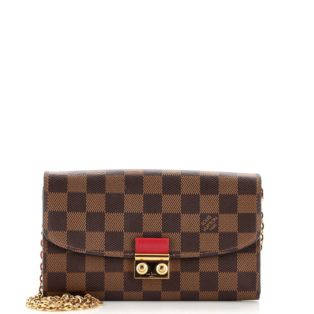 Louis Vuitton Croisette chain bag Red Beige Dark brown Cloth ref