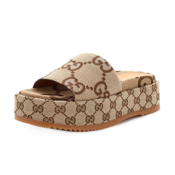 Gucci Women's Angelina Platform Slide Sandals GG Canvas