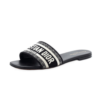 Christian Dior Women's Dway Flat Sandals Embroidered Canvas