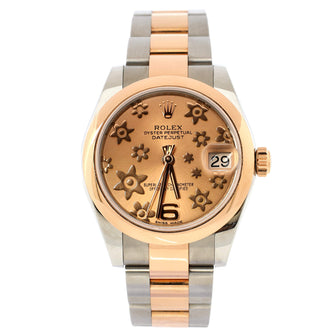 Rolex Oyster Perpetual Datejust Automatic Watch Stainless Steel and Rose Gold with Floral Dial 31