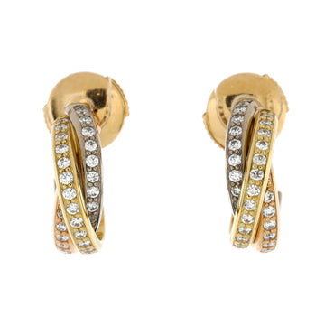 Cartier Trinity Hoop Earrings 18K Tricolor Gold with Pave Diamonds Small