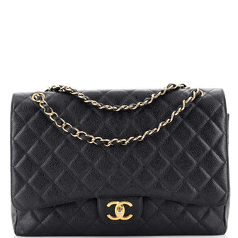 Chanel Classic Double Flap Bag Quilted Caviar Maxi