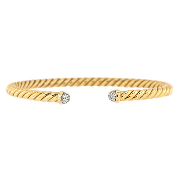 David Yurman Cable Spira Bracelet 18K Yellow Gold with Diamonds 4mm