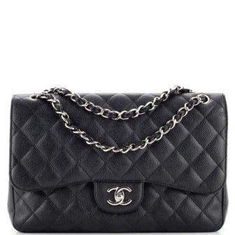 Chanel Classic Double Flap Bag Quilted Caviar Jumbo
