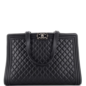 Chanel Boy Shopping Tote Quilted Lambskin Large