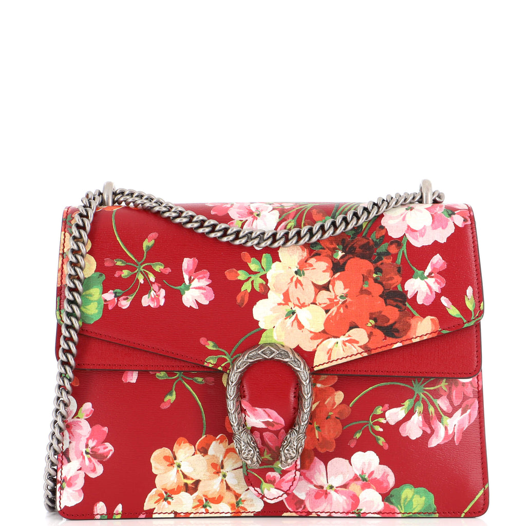 Gucci Dionysus Blooms Print Red Leather Satchel