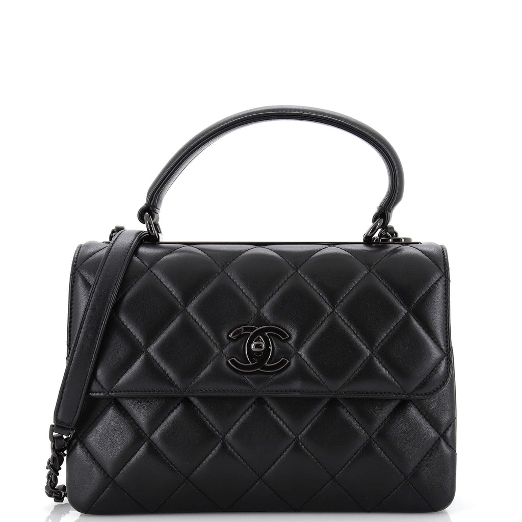 Chanel So Black Trendy CC Top Handle Bag Quilted Lambskin Small Black  2285782
