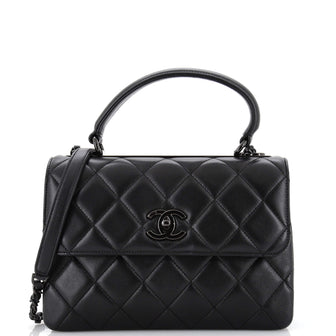 Chanel So Black Trendy CC Top Handle Bag Quilted Lambskin Small