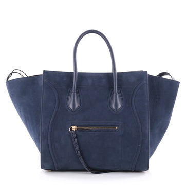 Celine Phantom Handbag Suede Medium Blue 2286006
