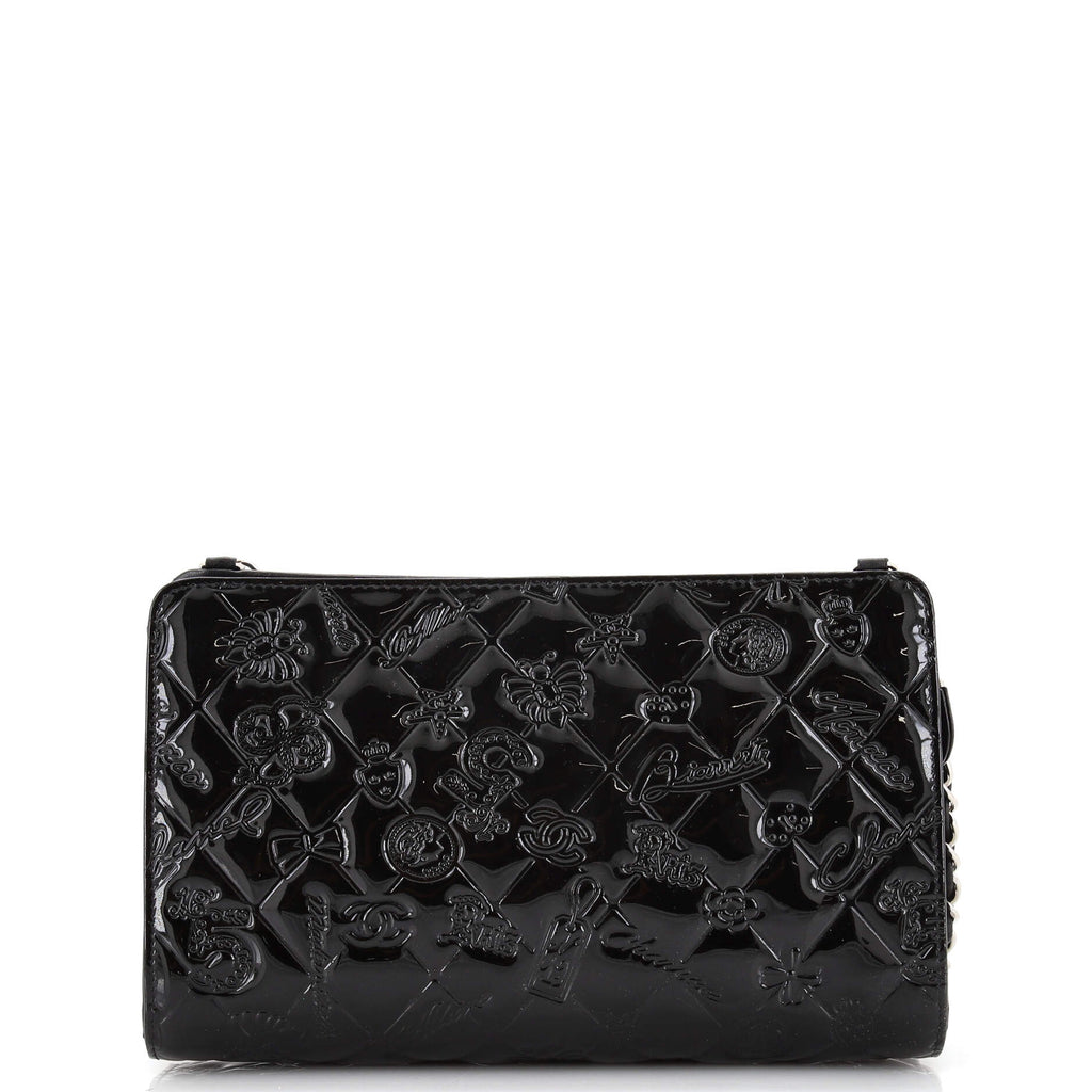 Chanel Lucky Symbols Pochette Embossed Quilted Patent Black 2286003