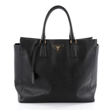 Prada Zip Convertible Tote Saffiano Leather Medium Black 2286102