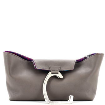 Hermes Stirrup Reversible Bag Leather and Printed Silk and Cashmere