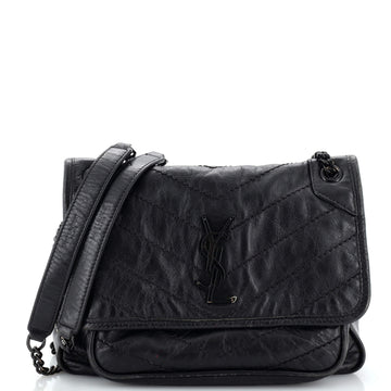 Saint Laurent Niki Chain Flap Bag Matelasse Chevron Leather Baby