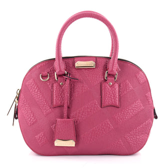 Burberry Orchard Bag Embossed Check Leather Small Pink 2286501