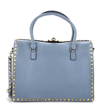 Valentino Garavani Rockstud Flip Lock Convertible Briefcase Leather