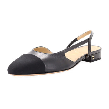 Chanel Women's Cap Toe CC Slingback Flats Leather
