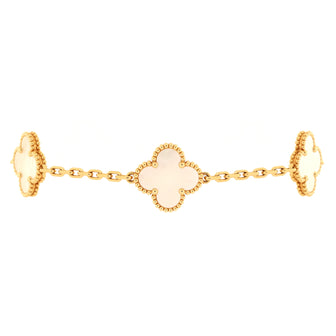 Van Cleef & Arpels Vintage Alhambra 5 Motifs Bracelet 18K Yellow Gold and Mother of Pearl