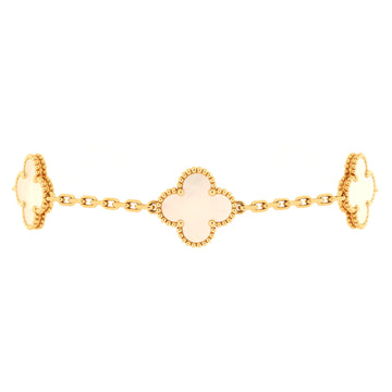 Van Cleef & Arpels Vintage Alhambra 5 Motifs Bracelet 18K Yellow Gold and Mother of Pearl