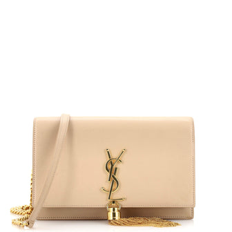 Saint Laurent Classic Monogram Tassel Crossbody Bag Leather Small