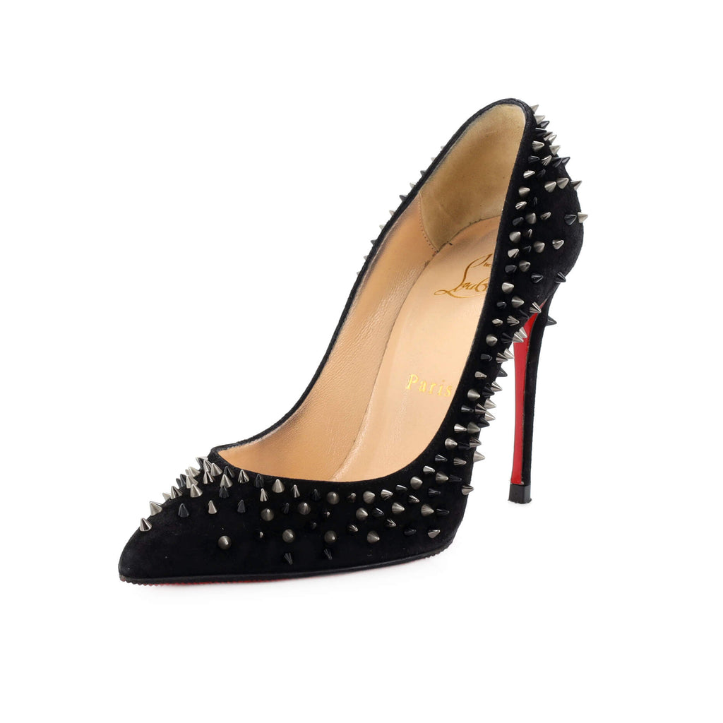 Christian Louboutin Women's Follies Spikes Pumps Spiked Suede 100