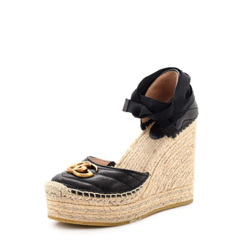 Gucci Women's GG Marmont Wedge Espadrilles Matelasse Leather