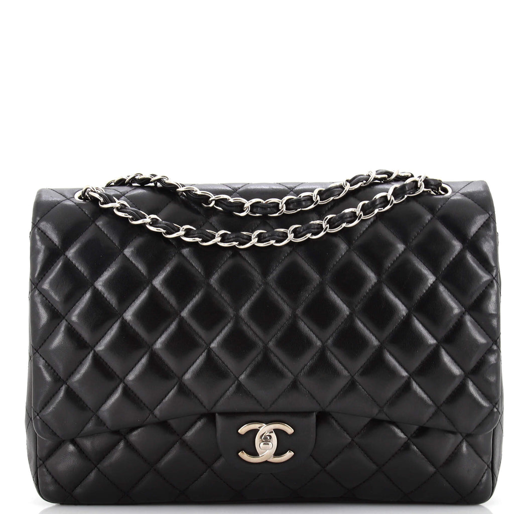 CHANEL - Classic 08 Single Flap Bag - Blue Quilted Lambskin Maxi Shoulder  Bag