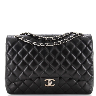 Chanel Classic Double Flap Bag Quilted Lambskin Maxi Black 2287381
